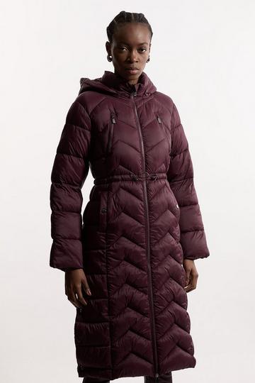 Lightweight Knee Length Packable Coat berry