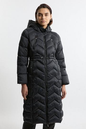 Black Lightweight Knee Length Packable Coat