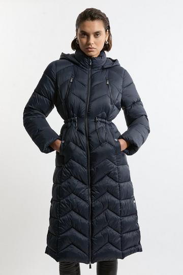 Navy Lightweight Knee Length Packable Coat