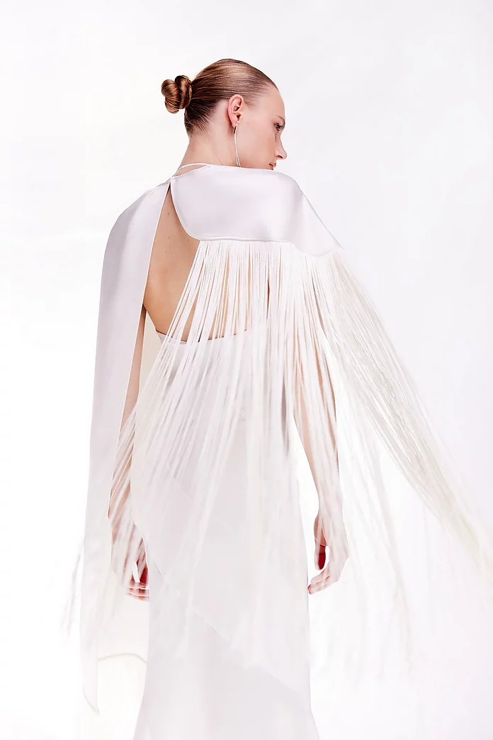 Ooto Viscose Crepe And Satin Panelled Fringed Woven Maxi Ooto Viscose Crepe And Satin Panelled Fringed Woven Maxi