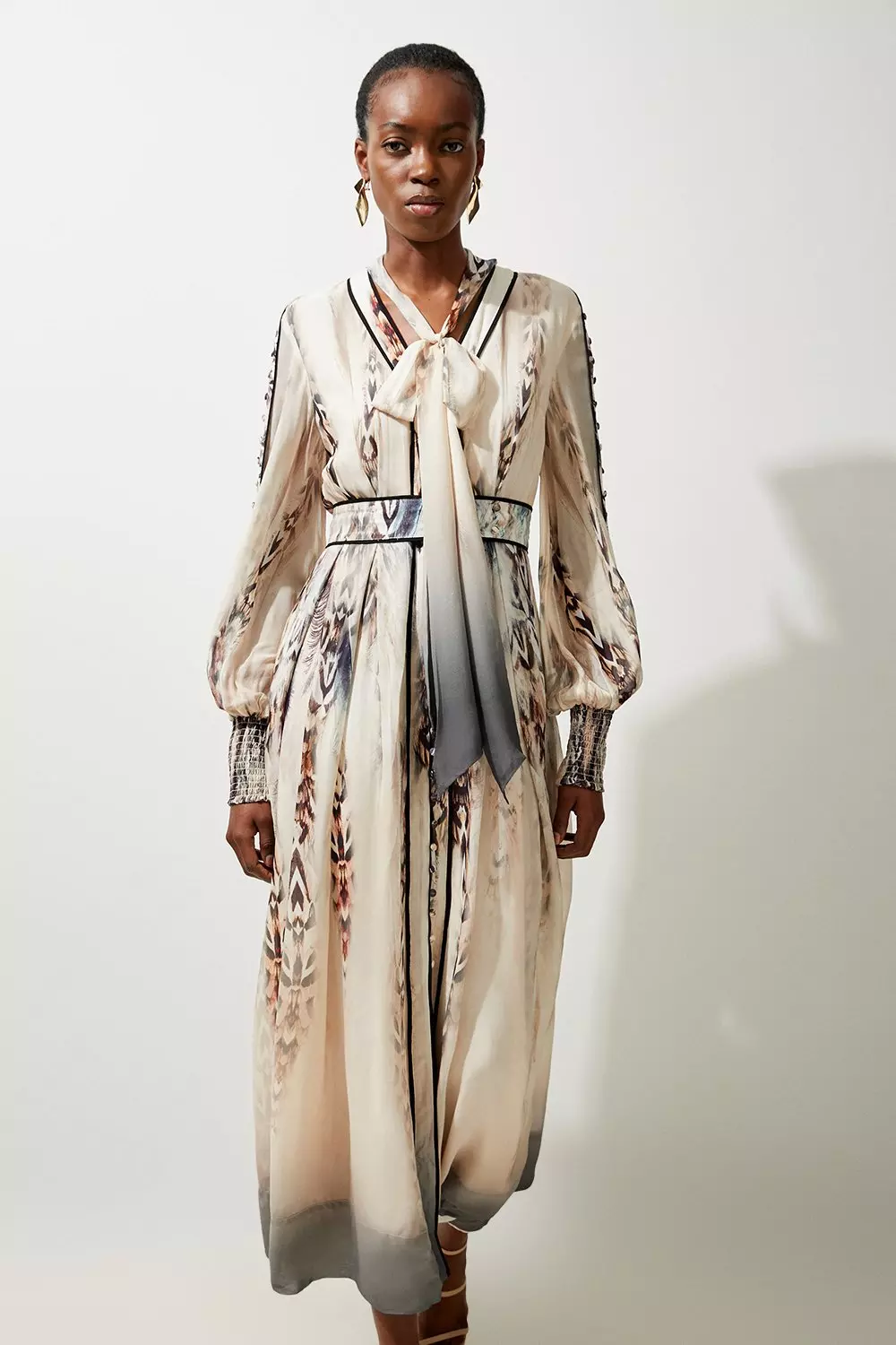 Stone Printed Viscose Floral Border Print Maxi Dress alternative image
