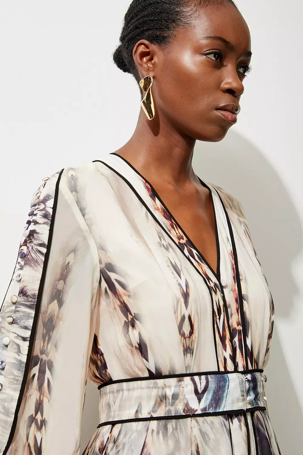 Stone Printed Viscose Floral Border Print Maxi Dress alternative image