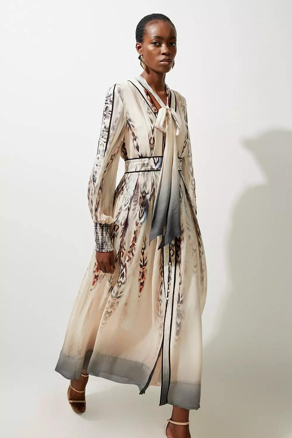 Stone Printed Viscose Floral Border Print Maxi Dress alternative image