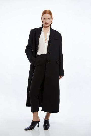 Tall Italian Wool Blend Single Breasted Tailored Midi Coat black