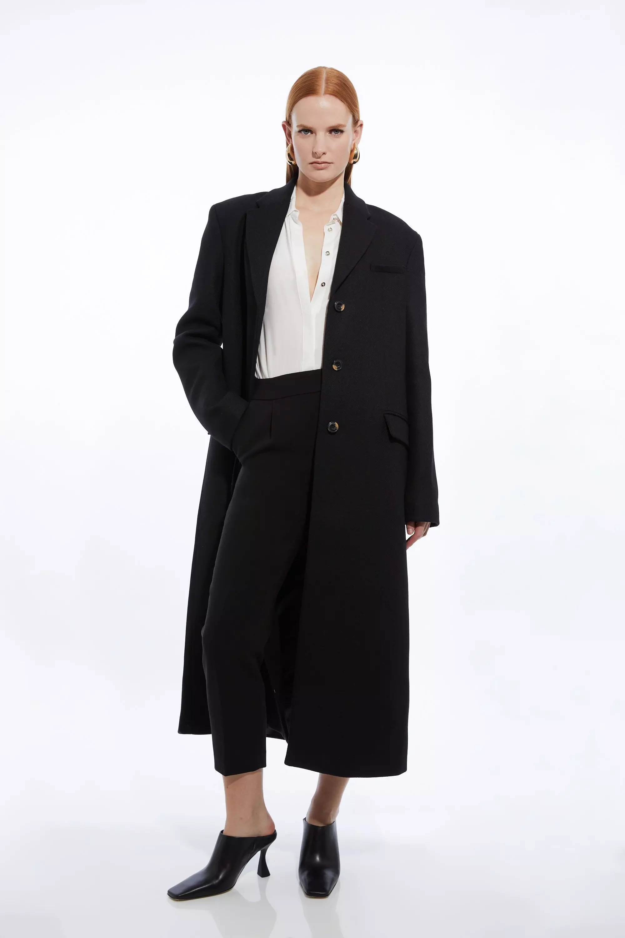 Karen millen black wool coat on sale