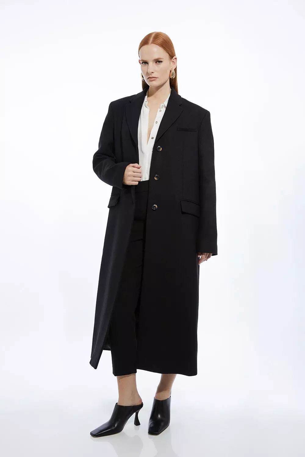 Black wool coat petite best sale