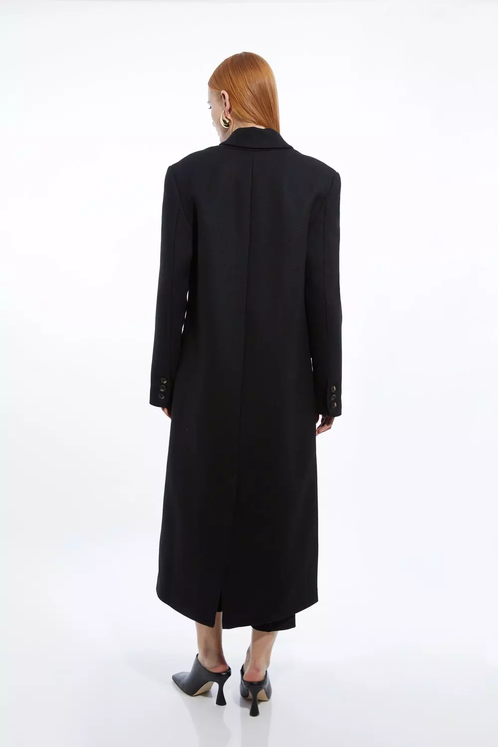 Petite Italian Wool Blend Single Breasted Tailored Midi Coat Karen Millen