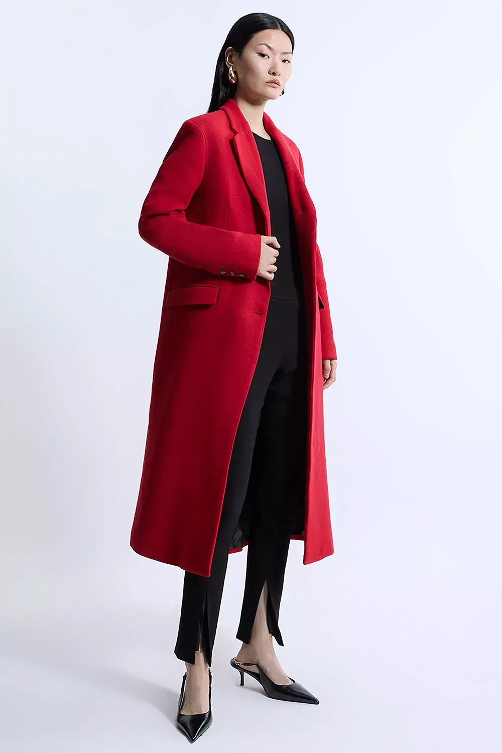 Karen millen red coat hotsell