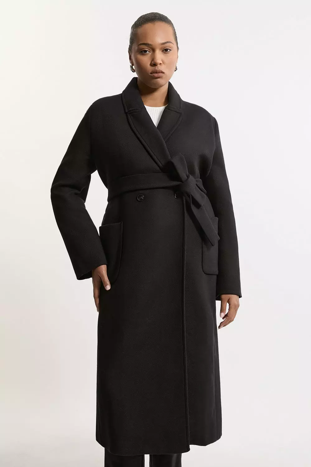 Karen millen black wool coat on sale