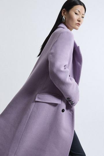 Italian Manteco Wool Blend Double Breasted Tailored Midaxi Coat lilac