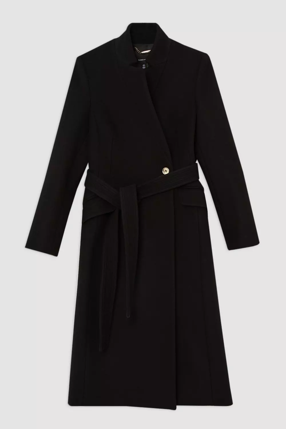 Tall Italian Manteco Wool Blend Asymmetric Button Belted