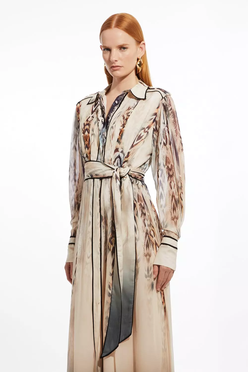 【KAREN MILLEN】春の花柄シルクコットン織りシャツドレス Lydia Millen Spring Floral Silk Cotton Woven Shirt Dress