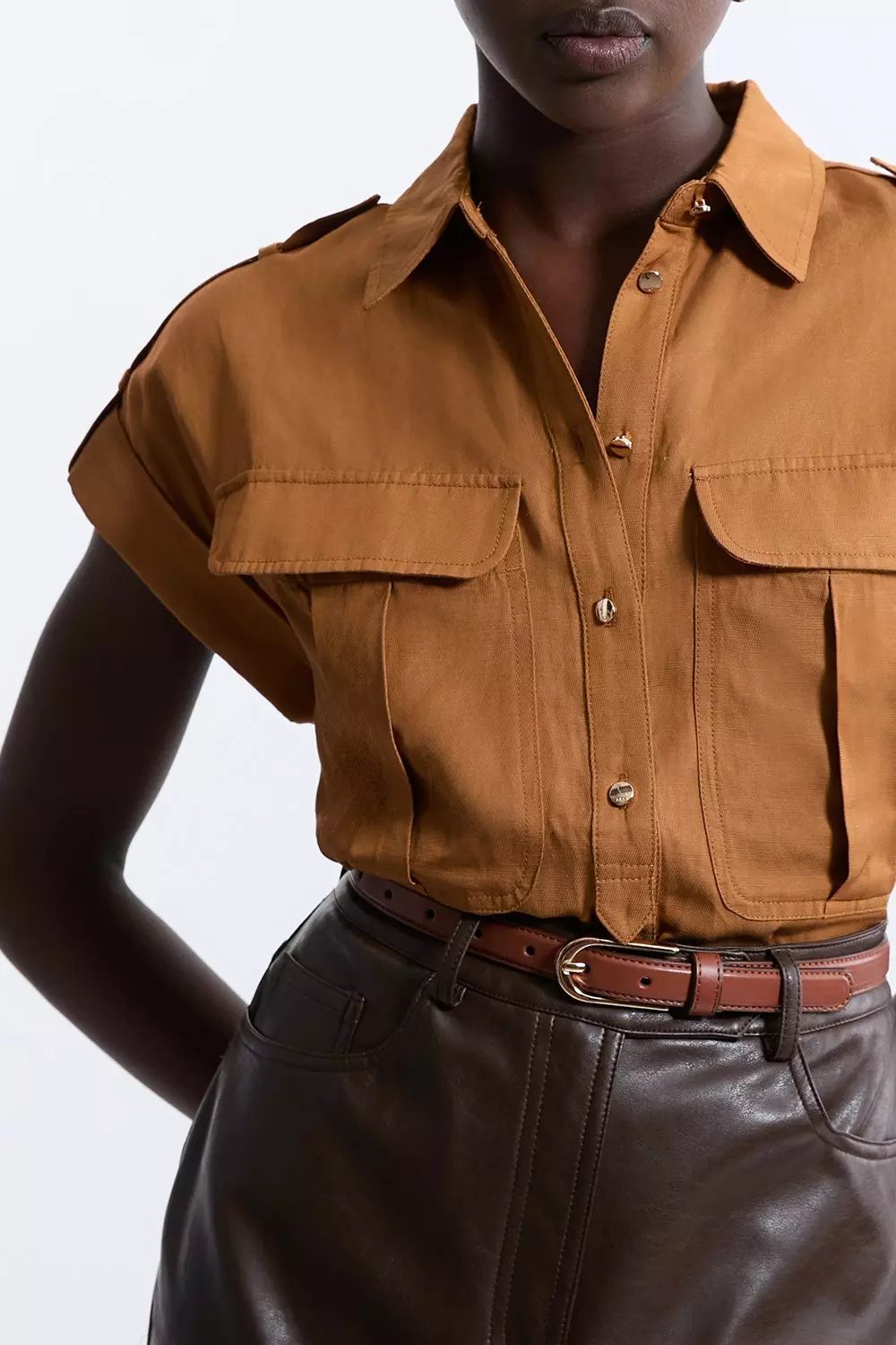 PERSTEPのHerringbone Twill Field Shirt 全3色 Drapey Polished Twill Utility Pocket Detail Woven Shirt