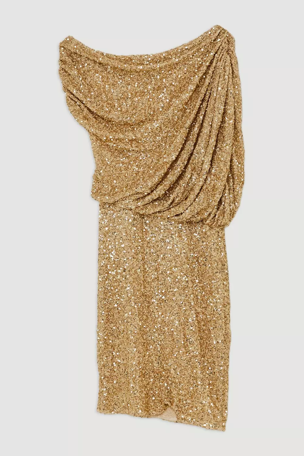 Draped One Shoulder Jersey Stretch Sequin Mini Dress | Karen