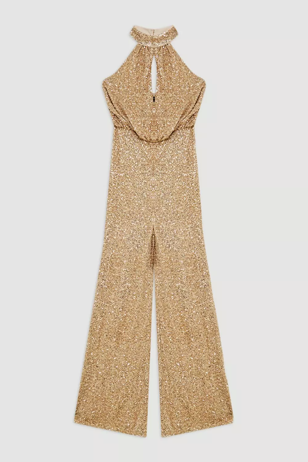 Tall Halter Jersey Stretch Sequin Wide Leg Jumpsuit Karen Millen