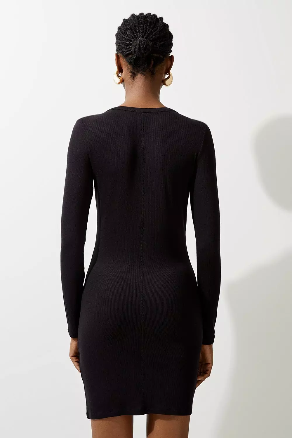 ★   x Jennie ★ Slim Fit Scoop Neck Mini Dress Women-Turtleneck-Mini-Dress-