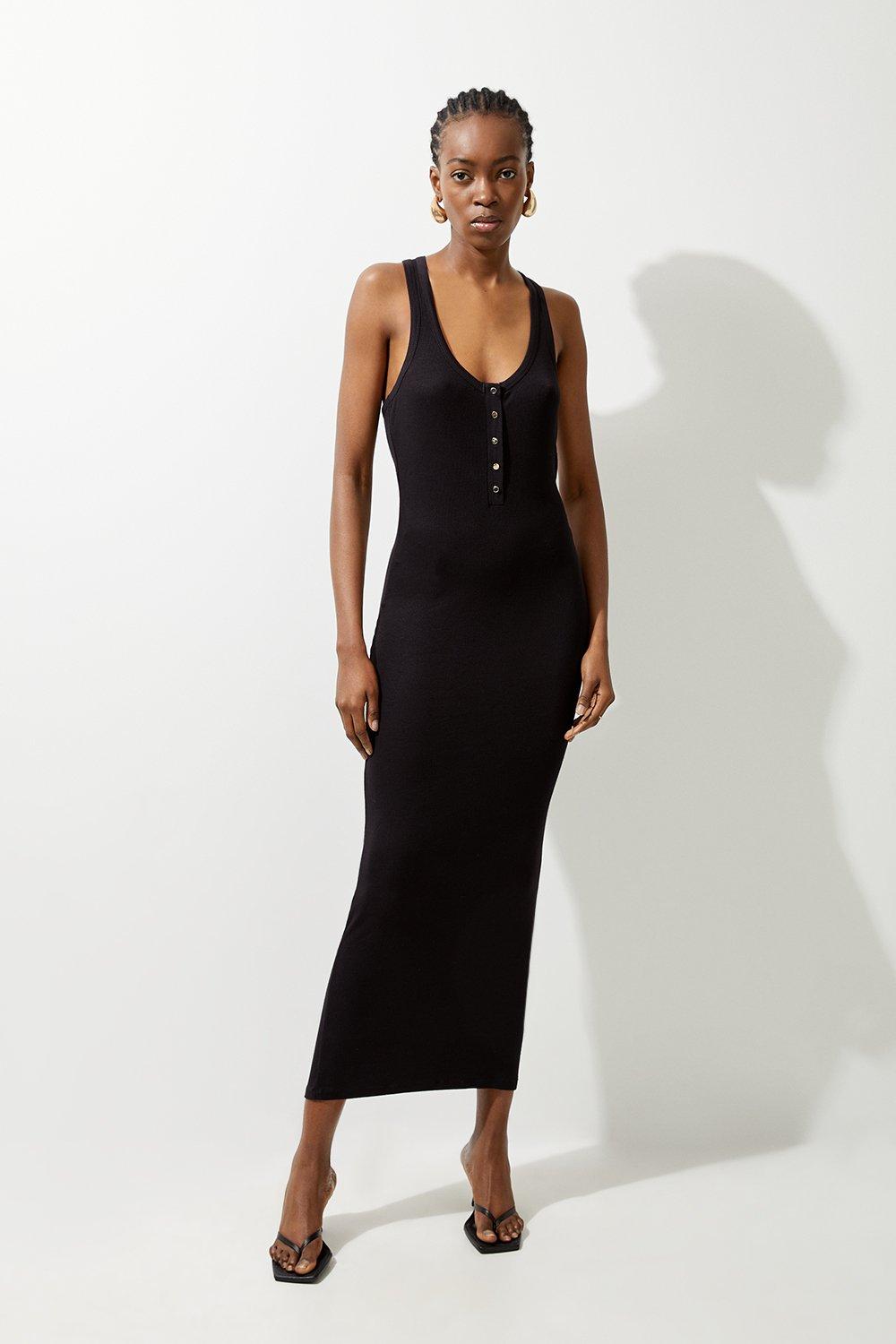 Black Ribbed Dresses Karen Millen