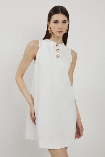 Ponte Jersey Hardwear Detail Mini Dress ivory