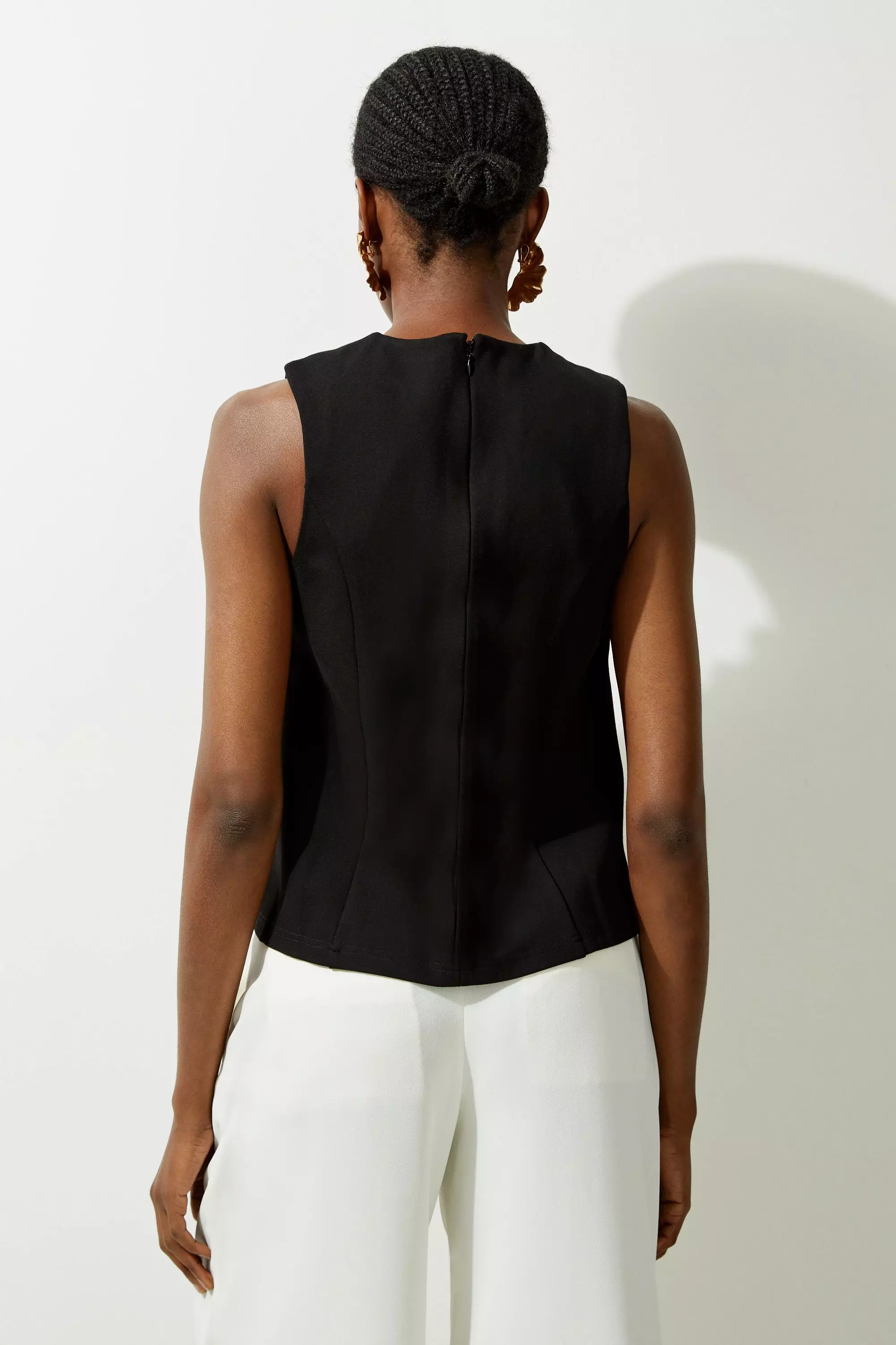 Black Ponte Jersey Hardwear Detail Top alternative image