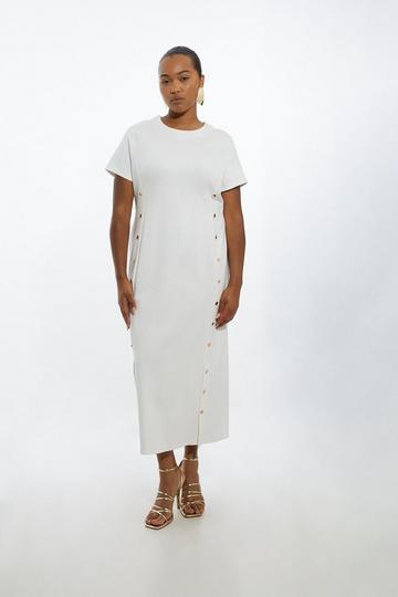 Plus Size Ponte Jersey Hardwear Detail Midi Dress ivory
