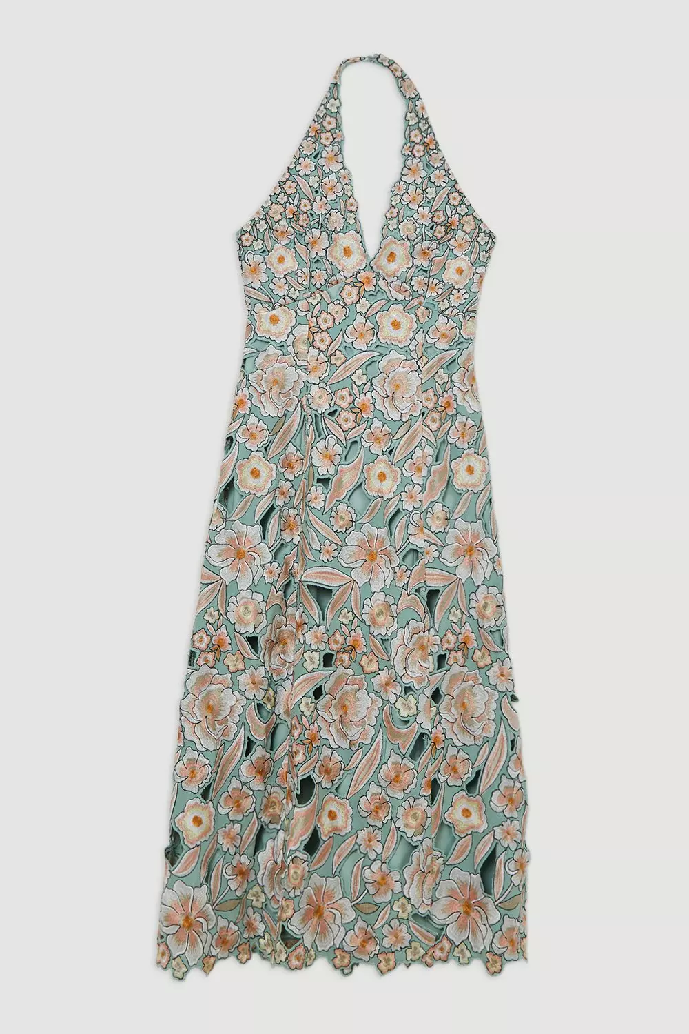 Flower Embroidery Halter Neck Dress Collection | TikTok