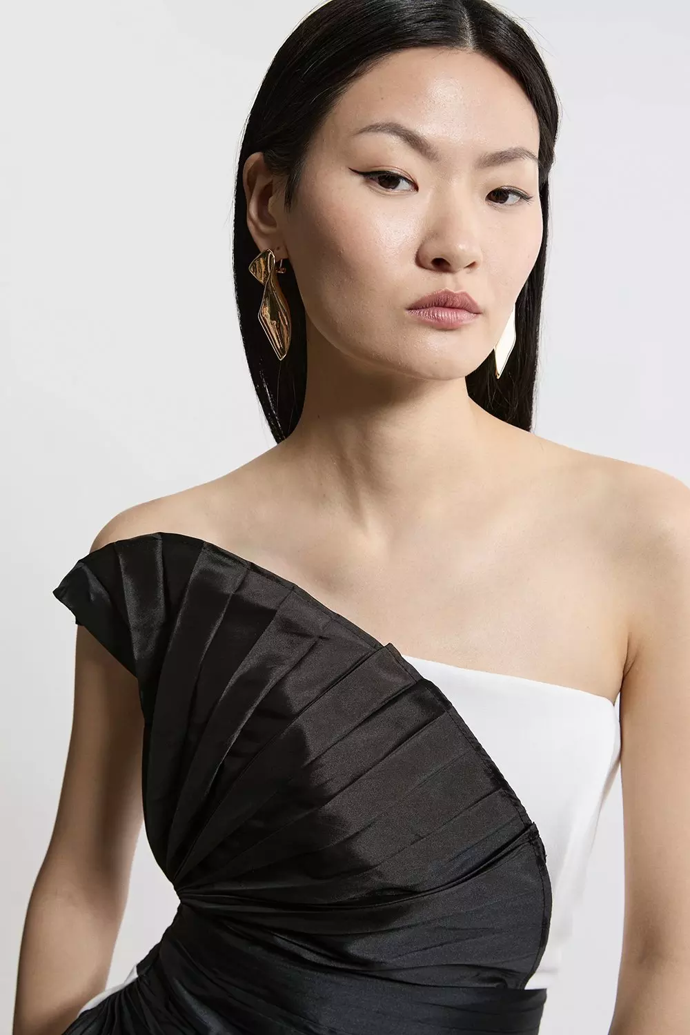 Compact Stretch Taffeta Ruffle Detail Strappy Tailored Midi Dress Karen Millen