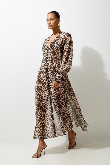 Animal Multi Printed Viscose Maxi Beach Dress