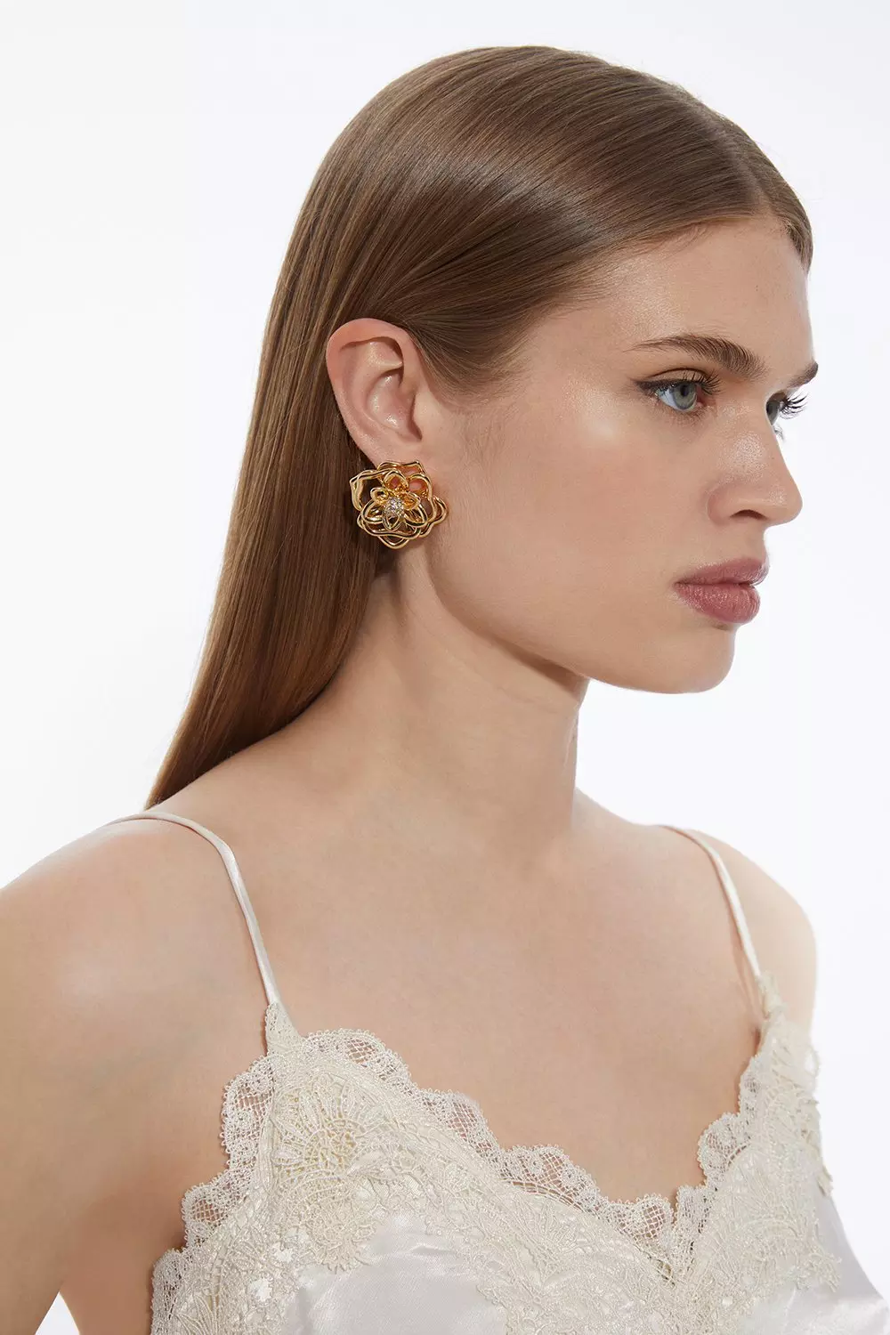 Gold plated karen millen highest pearl earrings