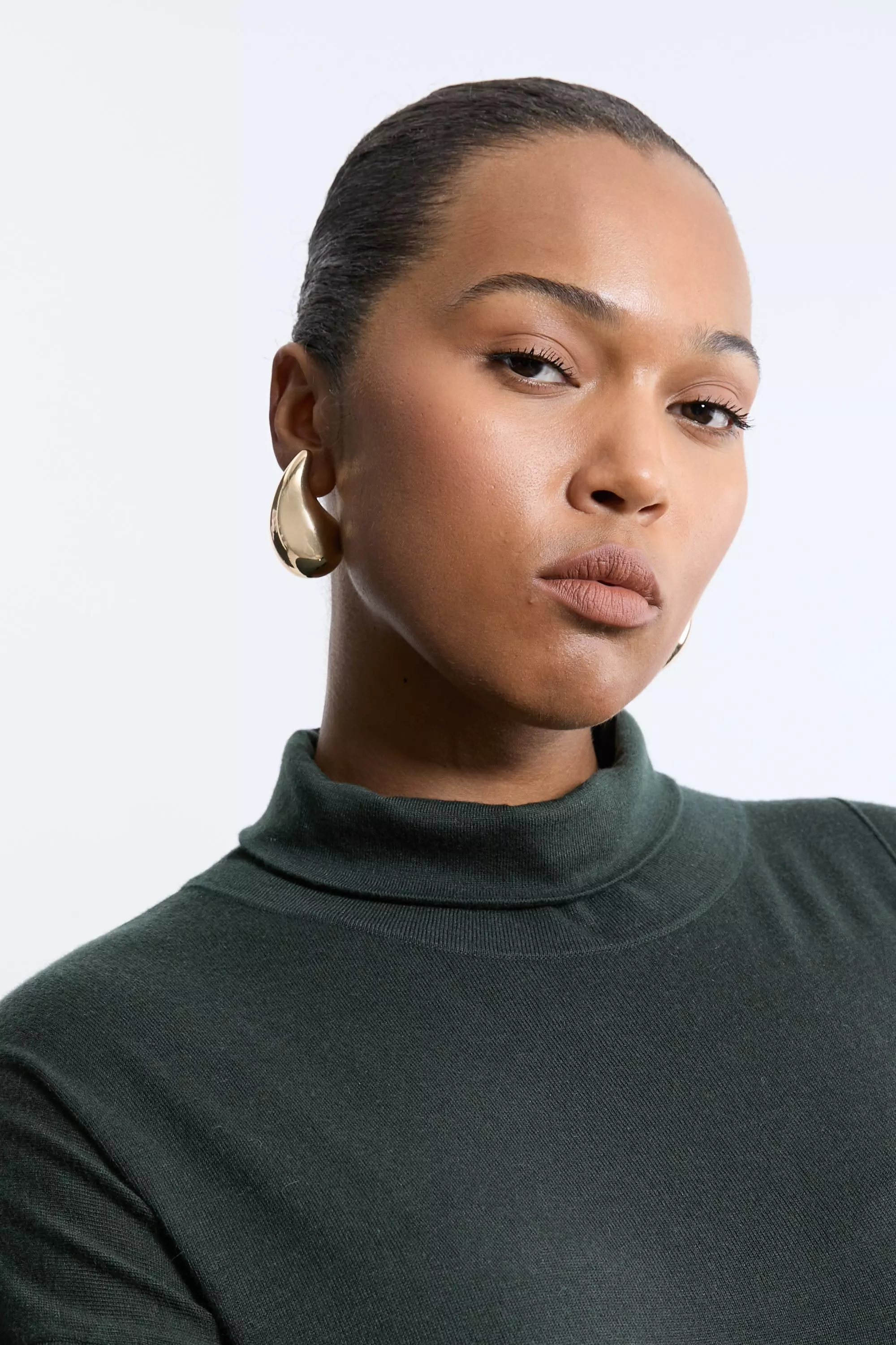 Olive Plus Size Cashmere Blend Deep Slip Longline Knit Top alternative image