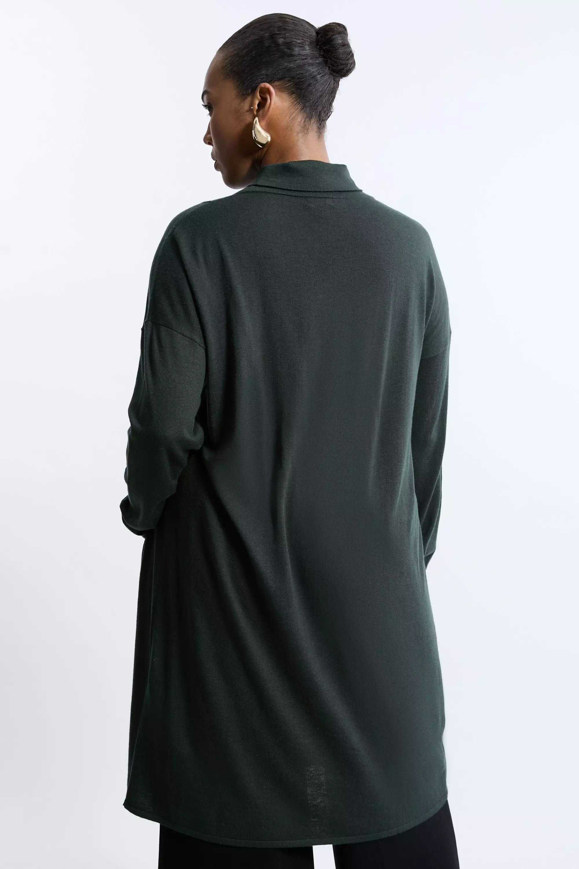 Olive Plus Size Cashmere Blend Deep Slip Longline Knit Top alternative image