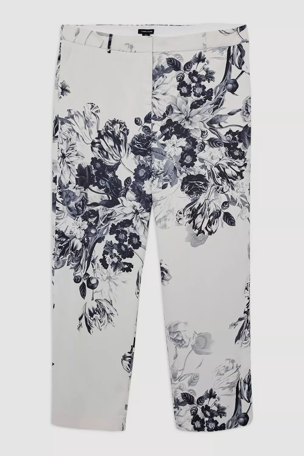 Plus Size Tailored Crepe Mono Floral Slim Leg Dress Pants