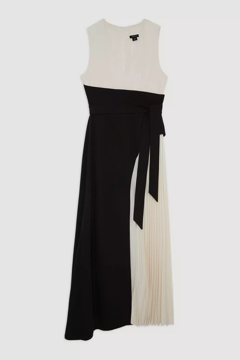 Black and white pleated dress best sale