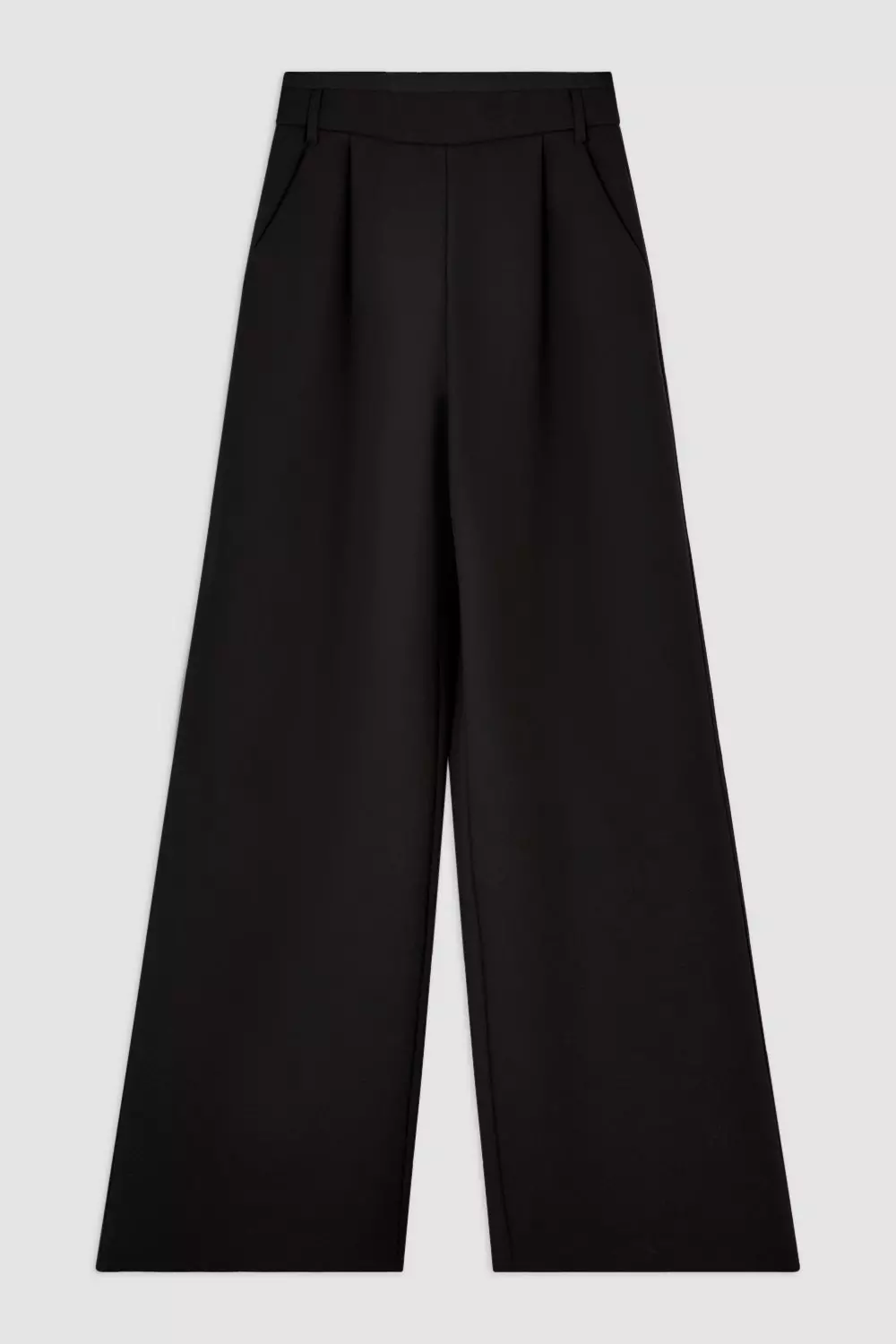 Black Petite Clean Tailored Grosgrain Tipped Wide Leg Trousers alternative image