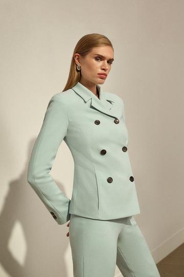 The Founder Compact Stretch Double Breasted Blazer sage