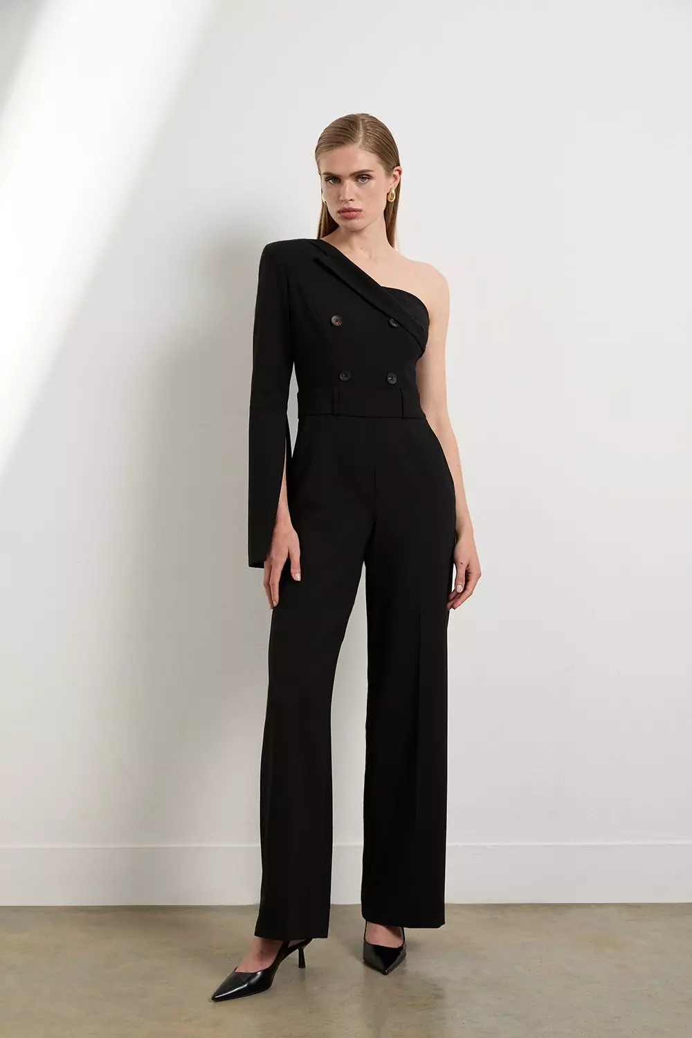 Petite one shoulder jumpsuit online