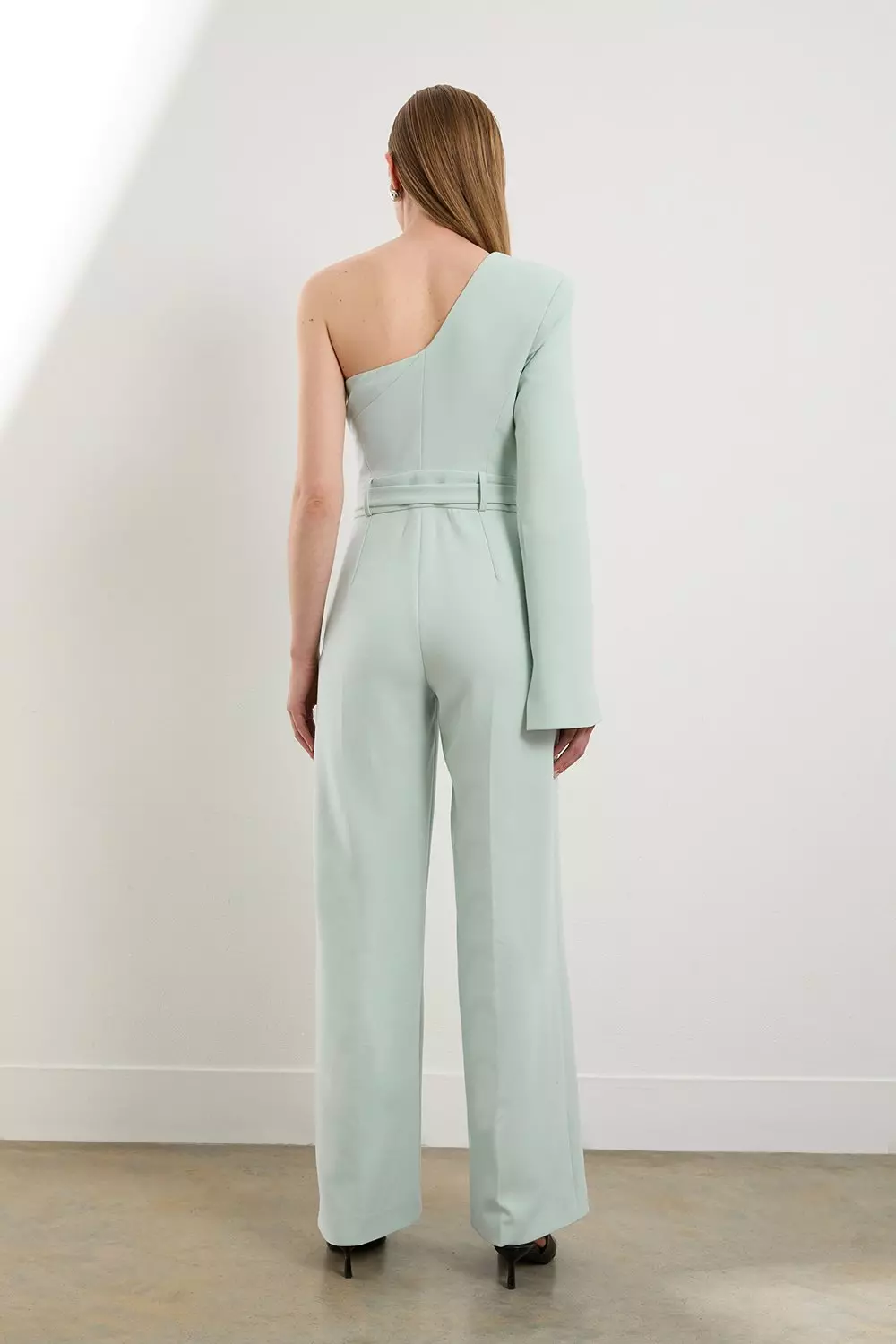 The Founder Compact Stretch One Shoulder Tailored Jumpsuit