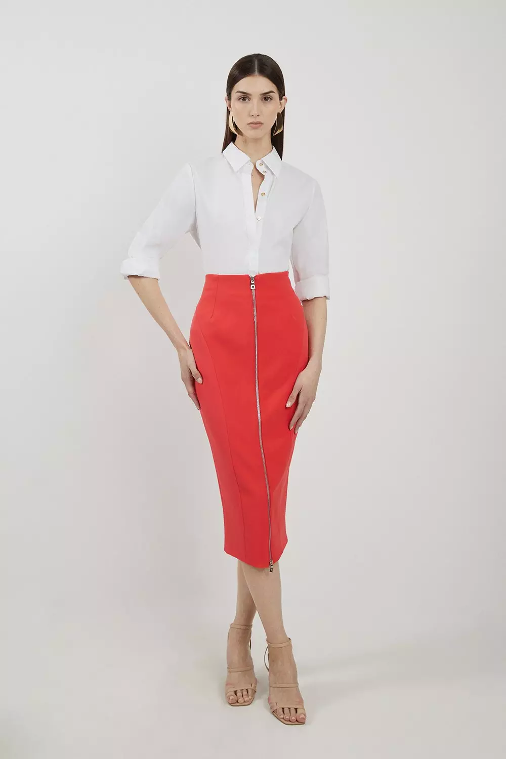 Red skirt karen millen top