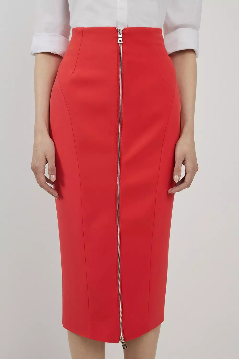 Stretch Crepe Panelled Tailored Maxi Skirt | Karen Millen