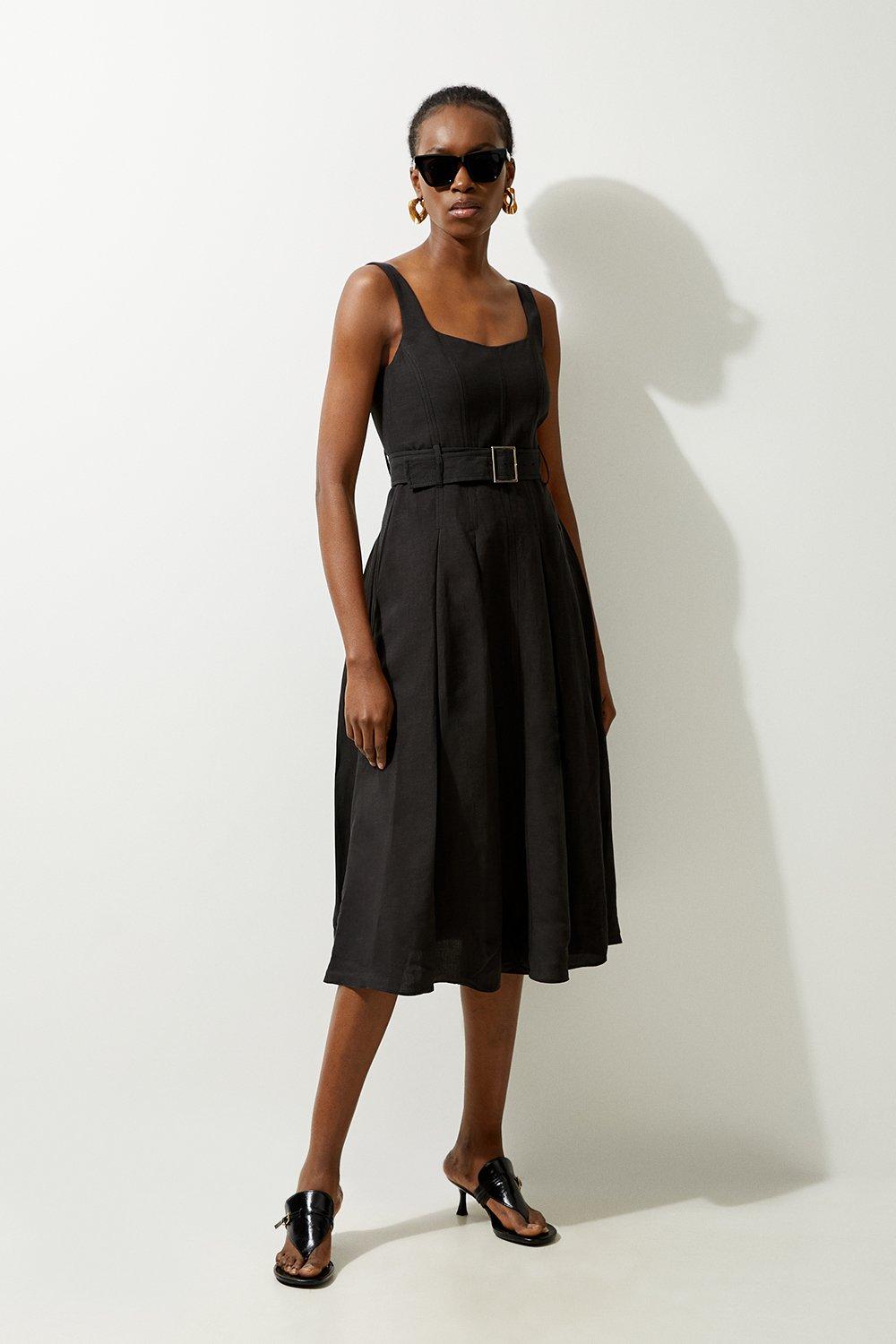 Black Linen Dresses Karen Millen