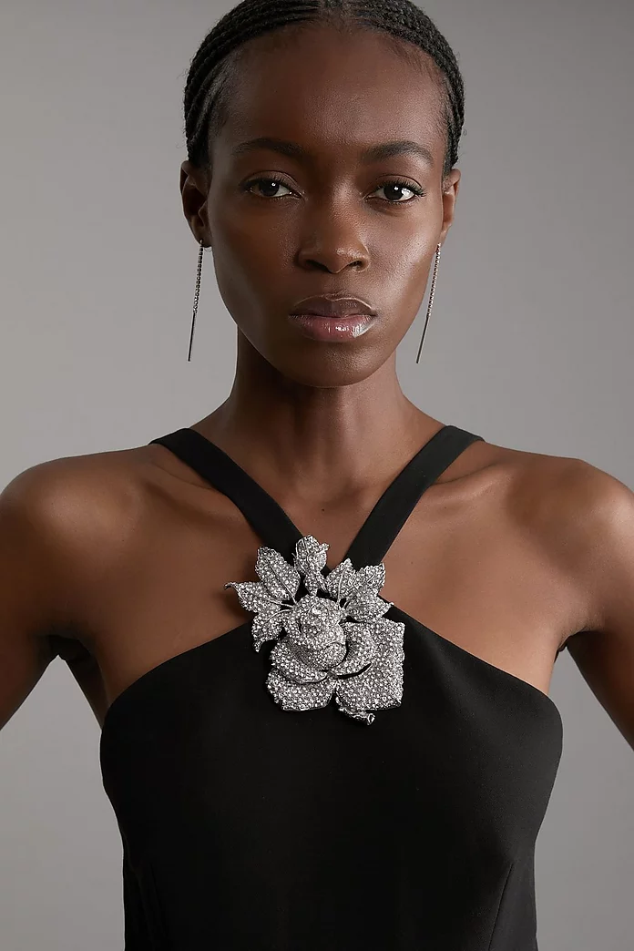 Petite Compact Stretch Viscose Crystal Embellished Rosette Petite Compact Stretch Viscose Crystal Embellished Rosette