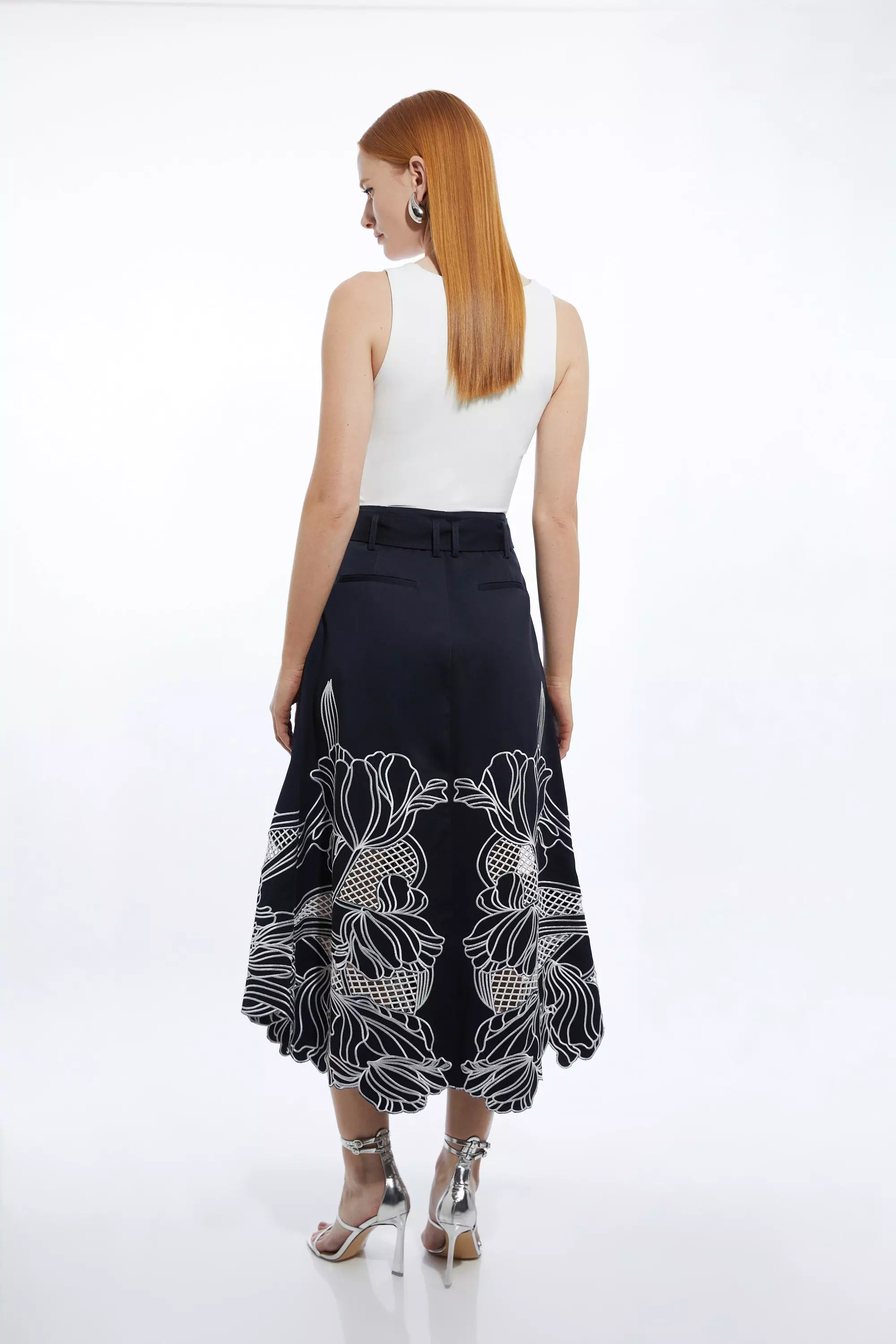 Petite cotton midi skirt hotsell