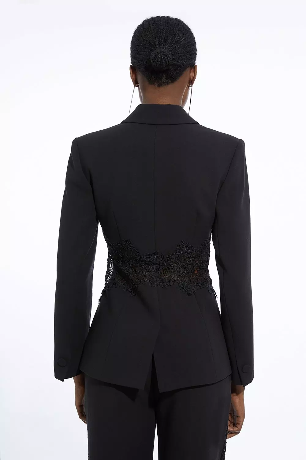 Tailored Lace Detail Single Breasted Blazer | Karen Millen