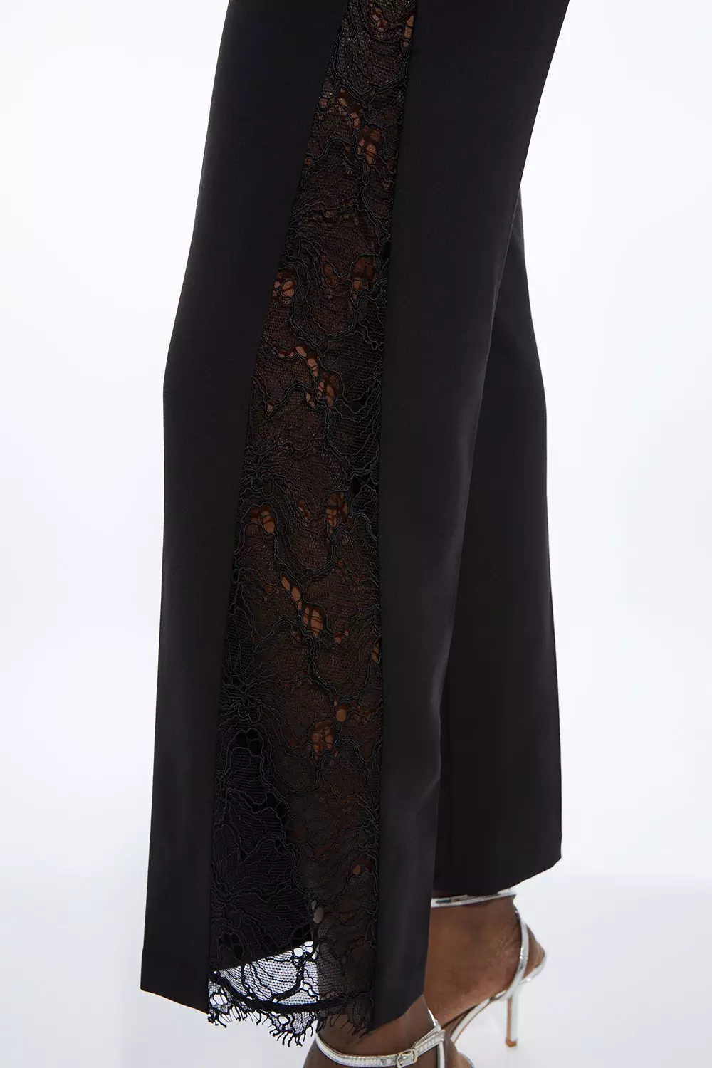 Tailored Lace Detail Straight Leg Pants | Karen Millen