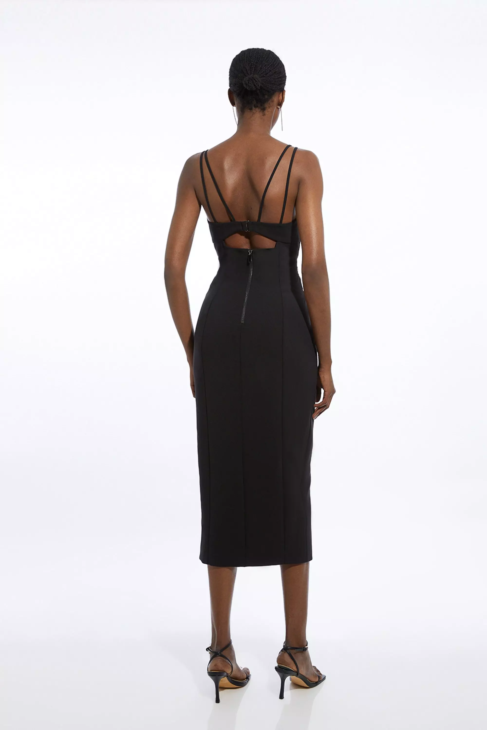 【Karen Millen】アイレットトリム レザーペンシルドレス Premium Beaded Georgette Woven Maxi Dress | Karen Millen