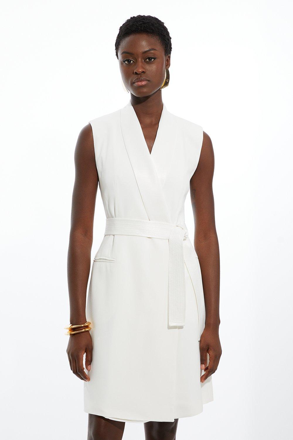 Long white wrap dress on sale