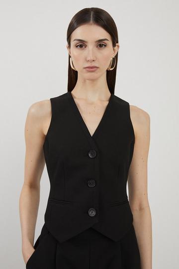 Clean Tailored Grosgrain Tipped Waistcoat black