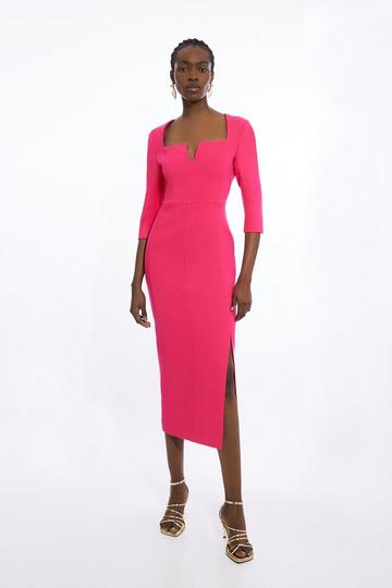 Hot-pink Pink Clean Tailored Square Neck Midaxi Dress