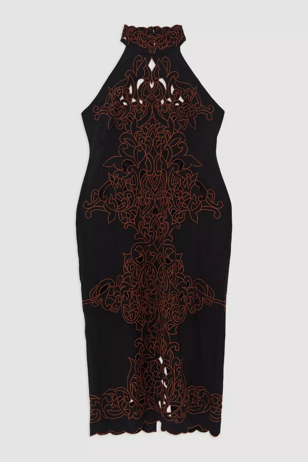 Plus Size Cotton Cutwork Woven Halter Midi | Karen Millen
