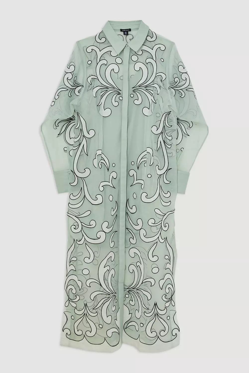 Plus Size Applique Organdie Woven Midi Shirt Dress | Karen