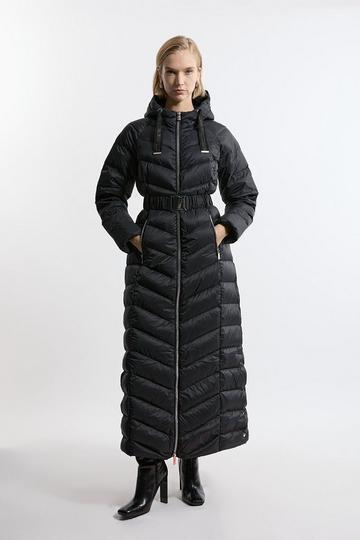 Black Real Down Packable Maxi Coat